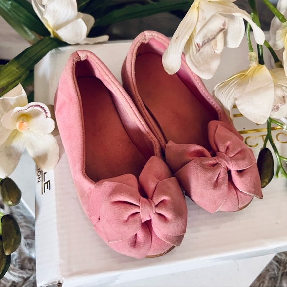 Pink Faux Suede Flats - Picture 1 of 8